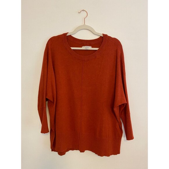 Rust Orange Dolman Sleeve Sweater By New Directions Size Petite M - Picture 1 of 6